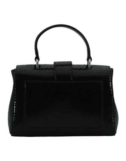 Black Leather Top Handle Shoulder Bag