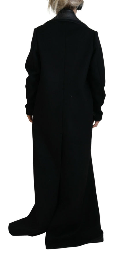 Black Double Breasted Long Coat Jacket