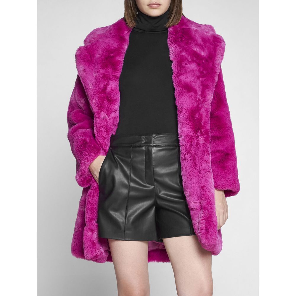 Chic Pink Faux Fur Jacket - Eco-Friendly Winter Essential