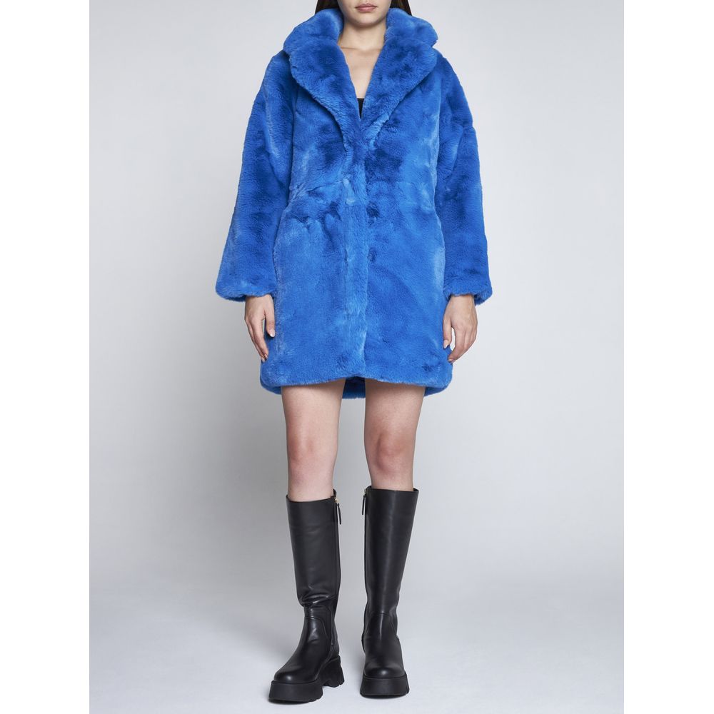 Chic Sapphire Eco-Fur Jacket – Unparalleled Warmth