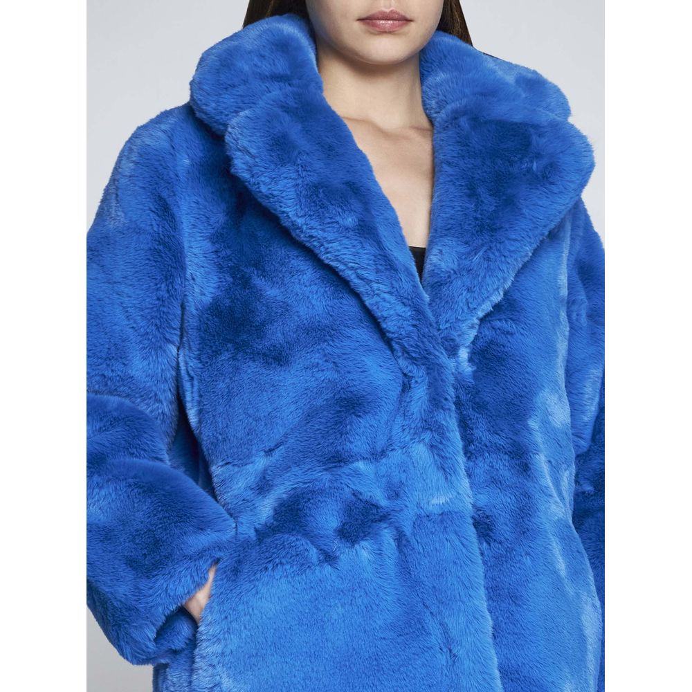 Chic Sapphire Eco-Fur Jacket – Unparalleled Warmth