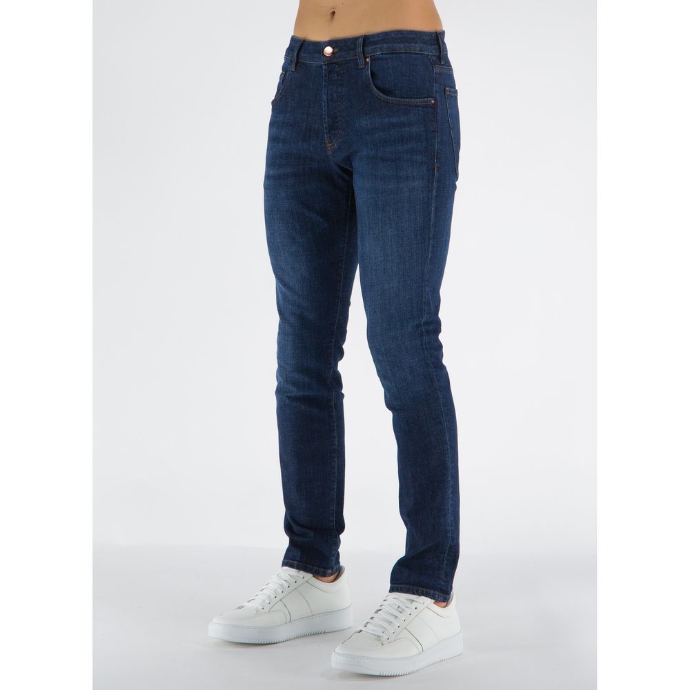 Elegant Dark Blue Cotton Stretch Jeans