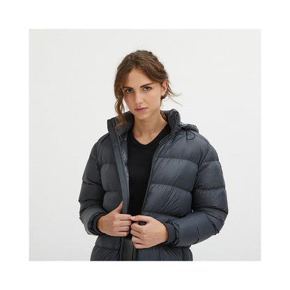 Luxurious Padded Hooded Jacket in Dark Grey