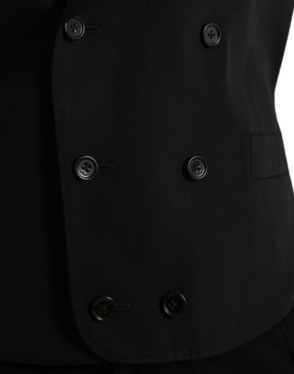 Black Wool Waistcoat Dress Formal Vest