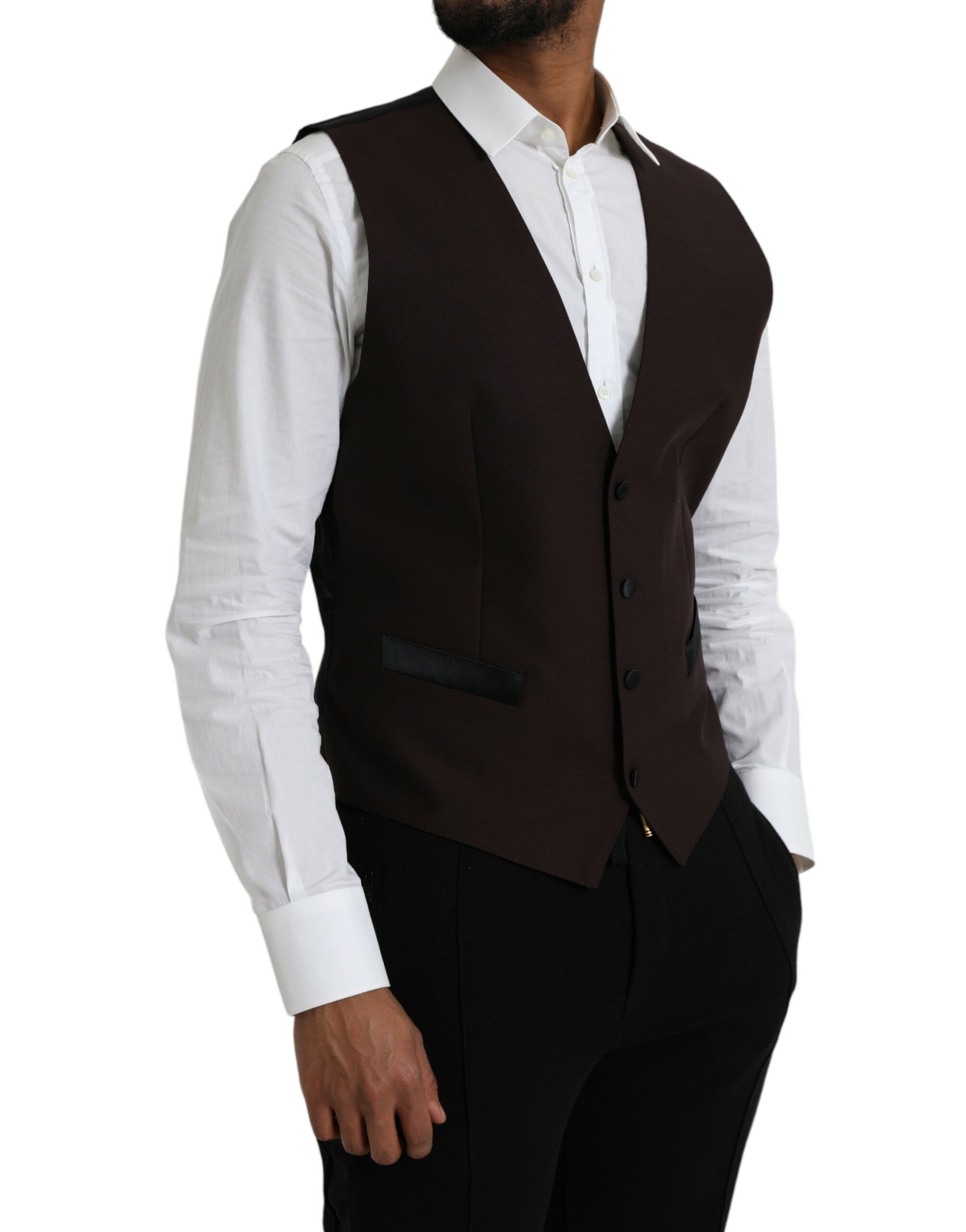 Brown Wool Waistcoat Dress Formal Vest