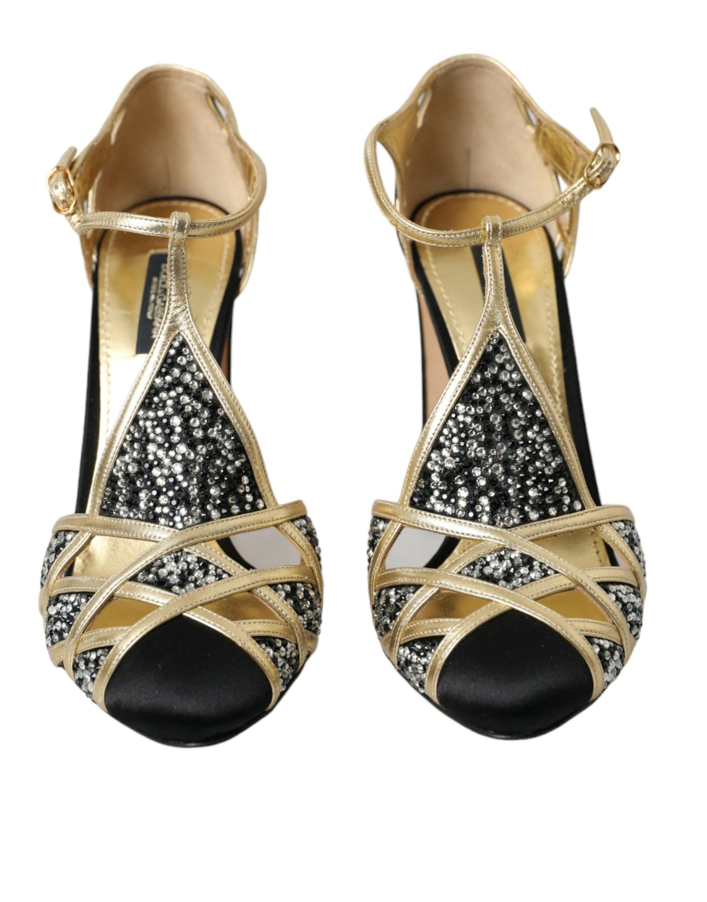 Black Suede Gold Embellished Heels Pump Shoes