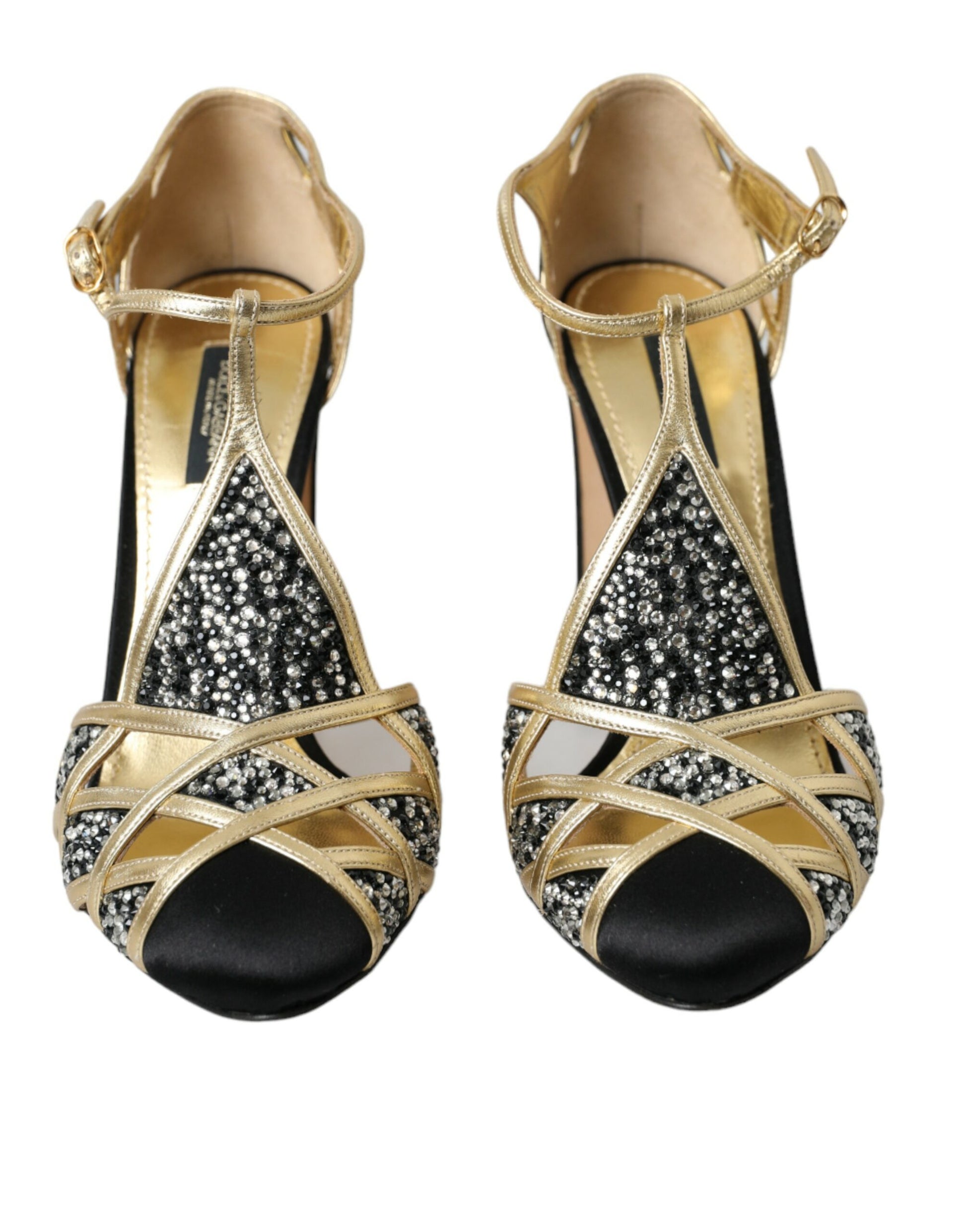 Black Suede Gold Embellished Heels Pump Shoes