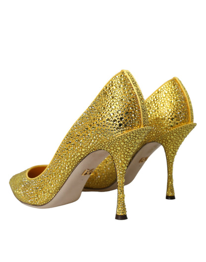 Yellow Strass Crystal Heels Pumps Shoes