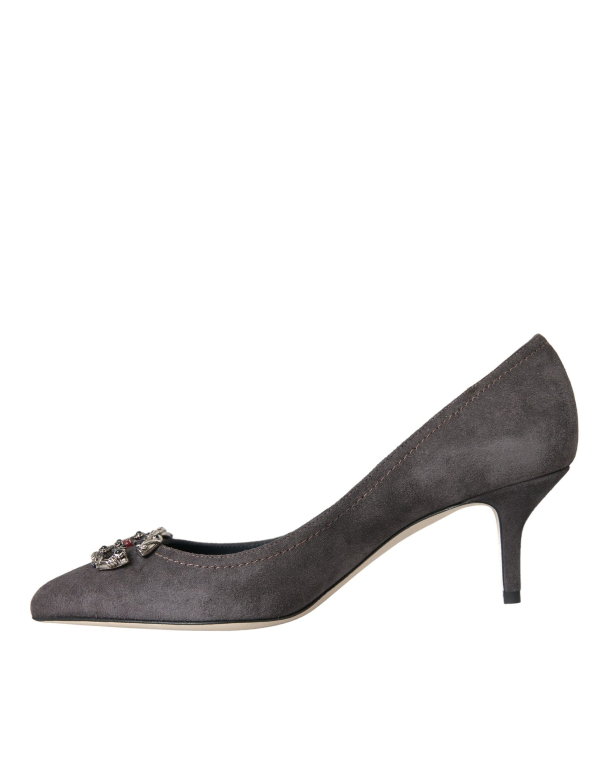 Gray Amore Suede Bellucci Heels Pumps Shoes