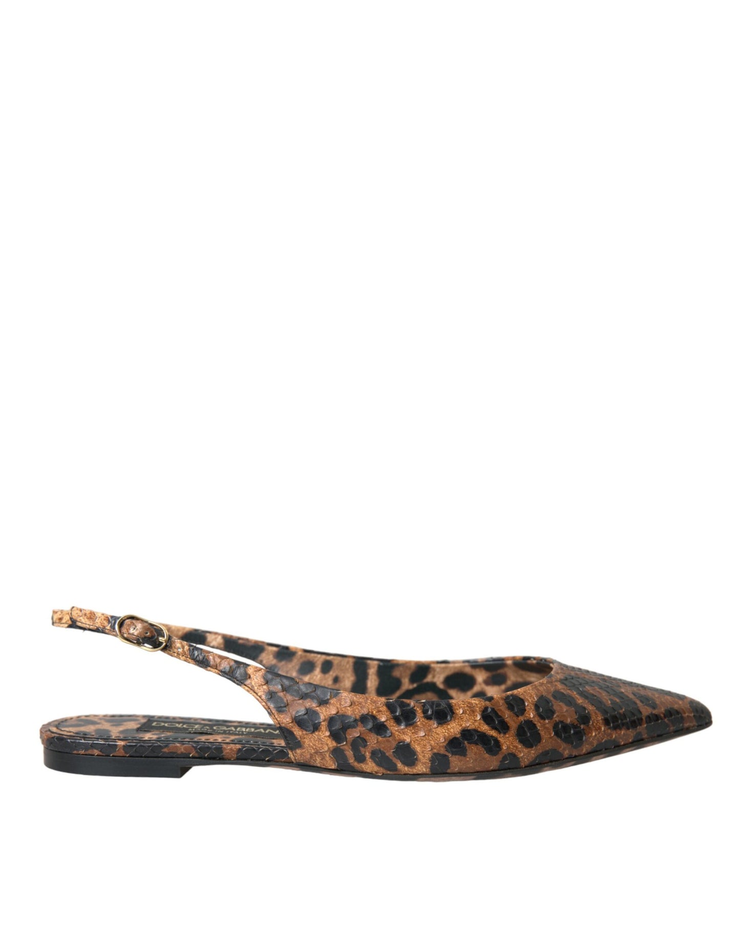 Brown Leopard Exotic Skin Slingback Shoes