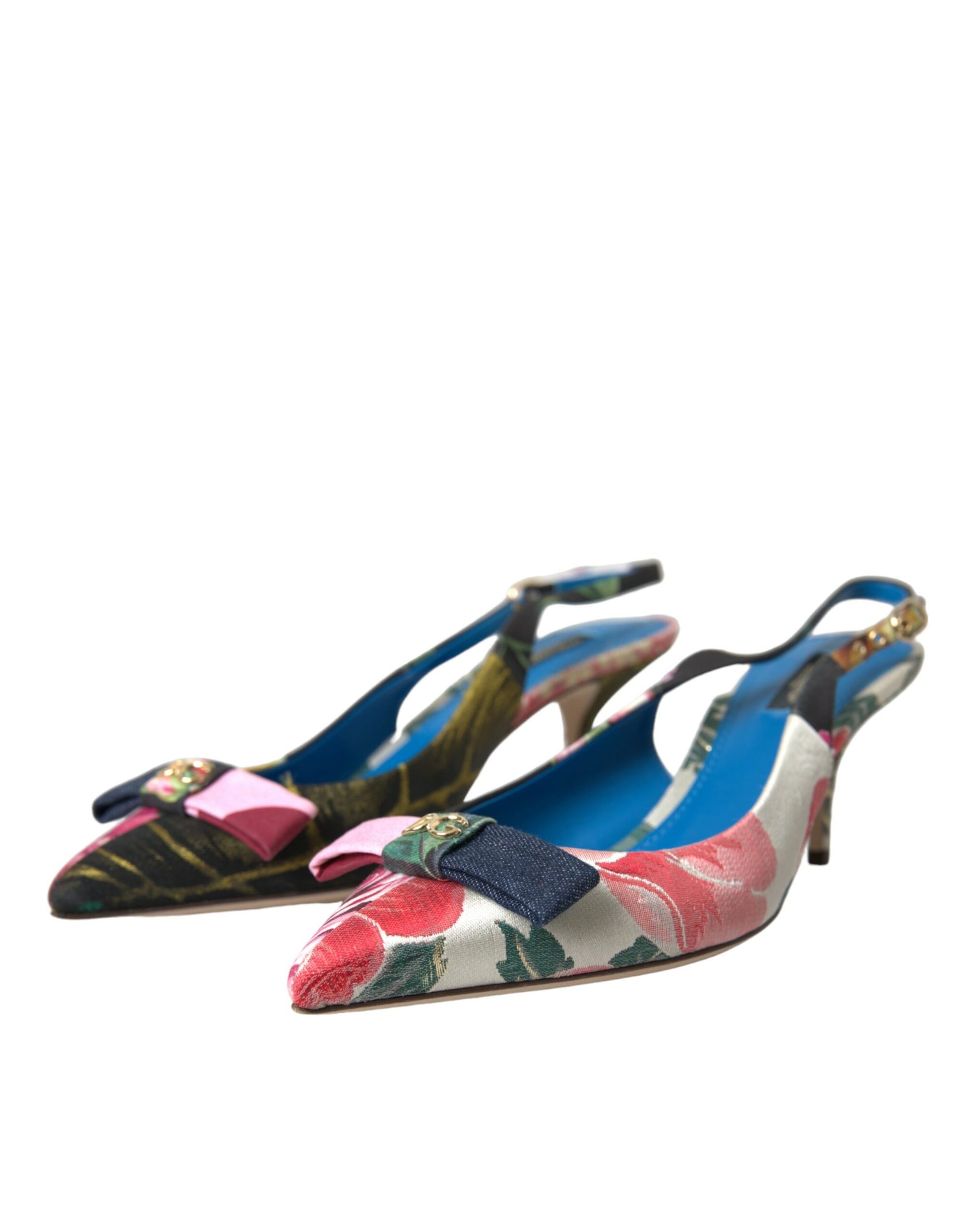 Multicolor Floral Patchwork Slingbacks Shoes