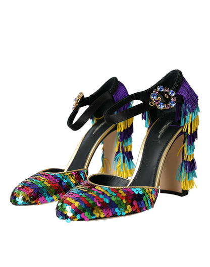 Multicolor Sequin Crystal Mary Jane Shoes