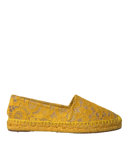 Yellow Taormina Lace Espadrille Loafers Flats Shoes