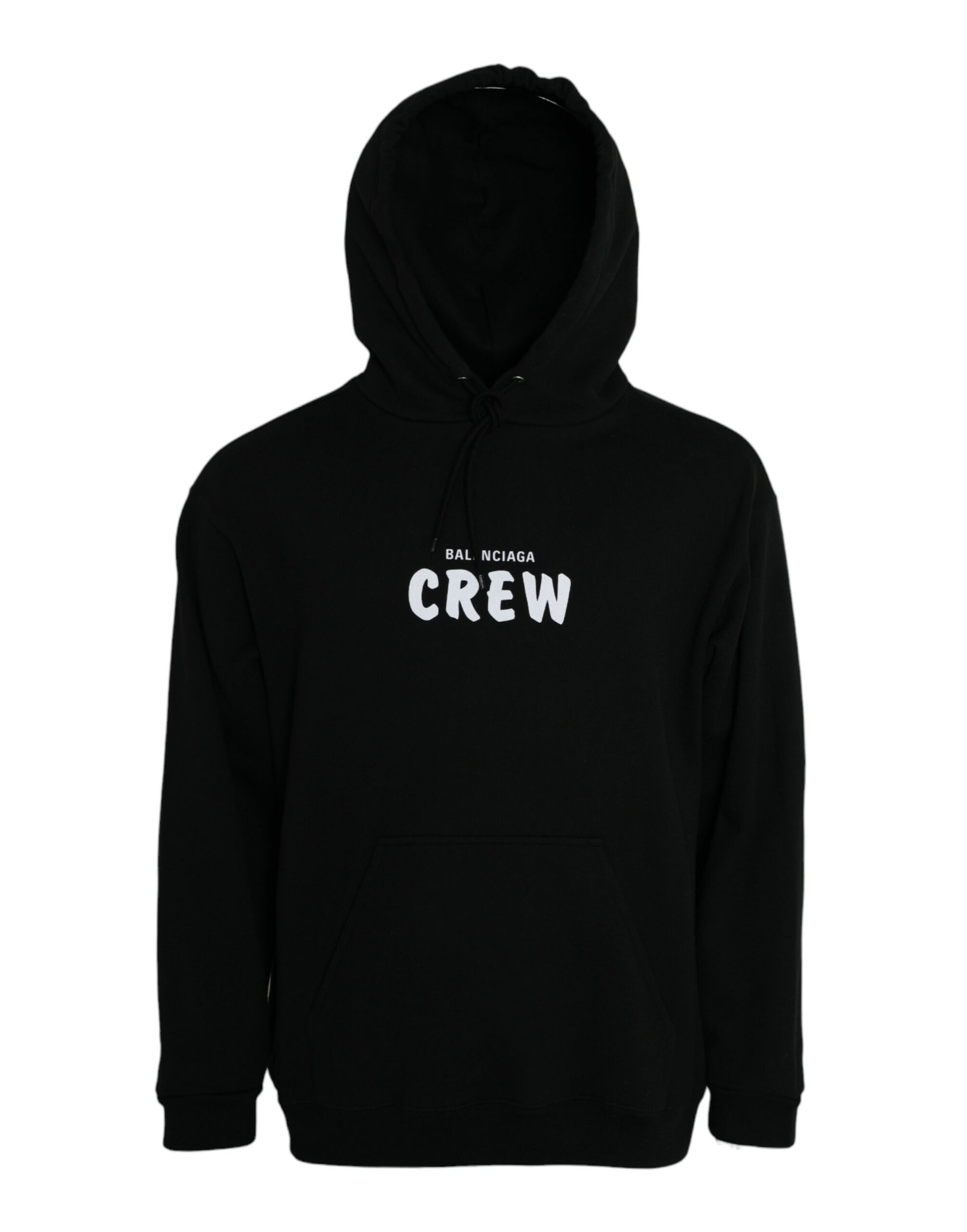 Black Cotton CREW Hooded Pullover Sweatshirt Sweater