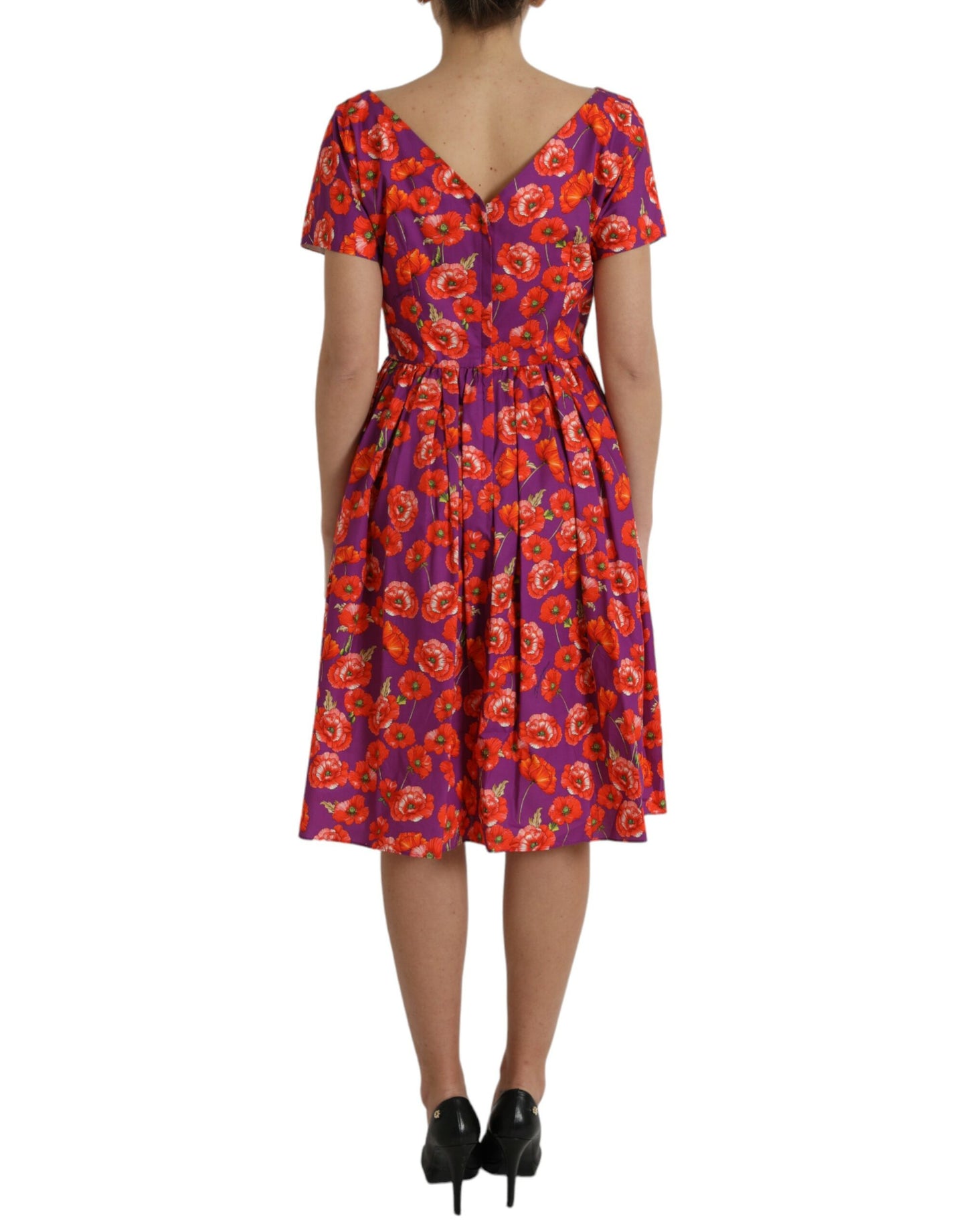 Multicolor Floral Cotton A-line Knee Length Dress