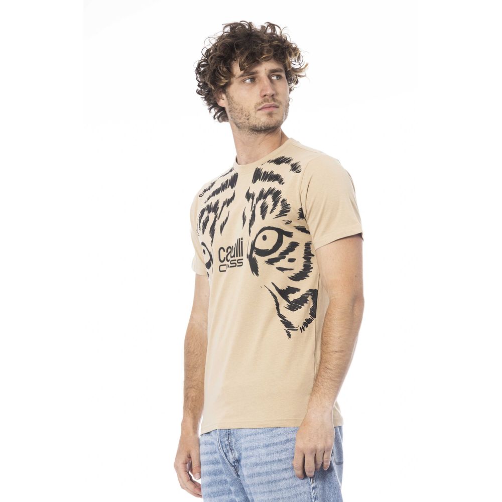 Beige Cotton Men T-Shirt