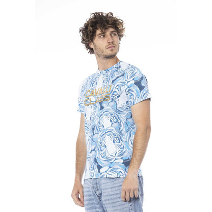 Light Blue Cotton Men T-Shirt