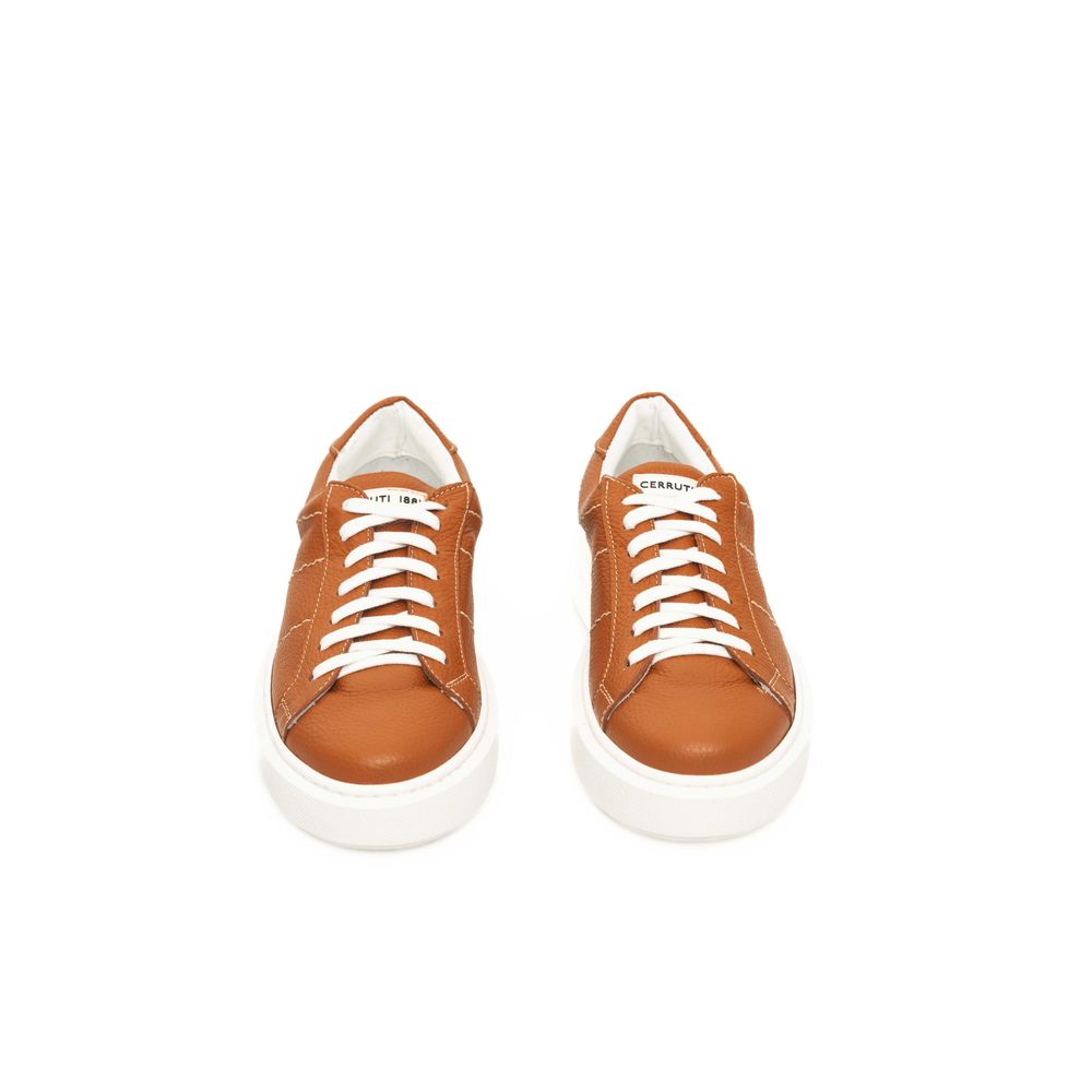 Orange Leather Men Sneaker