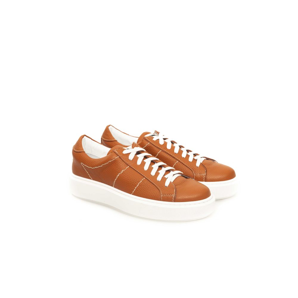 Orange Leather Men Sneaker