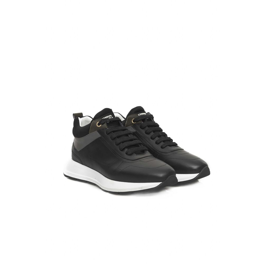 Black Leather Women Sneaker