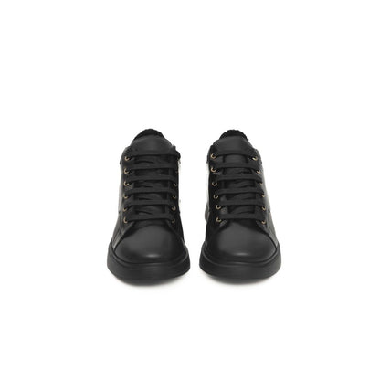 Black Leather Women Sneaker