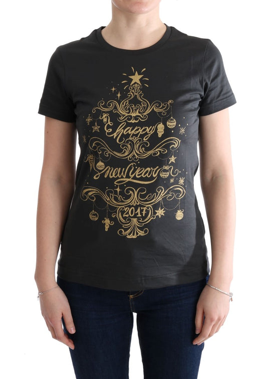 Elegant grijs katoenen T-shirt met exclusieve print