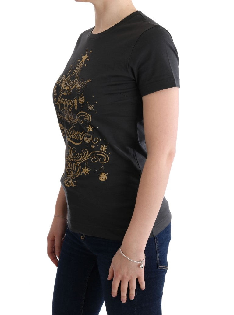 Elegant grijs katoenen T-shirt met exclusieve print