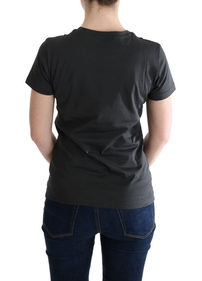 Elegant grijs katoenen T-shirt met exclusieve print