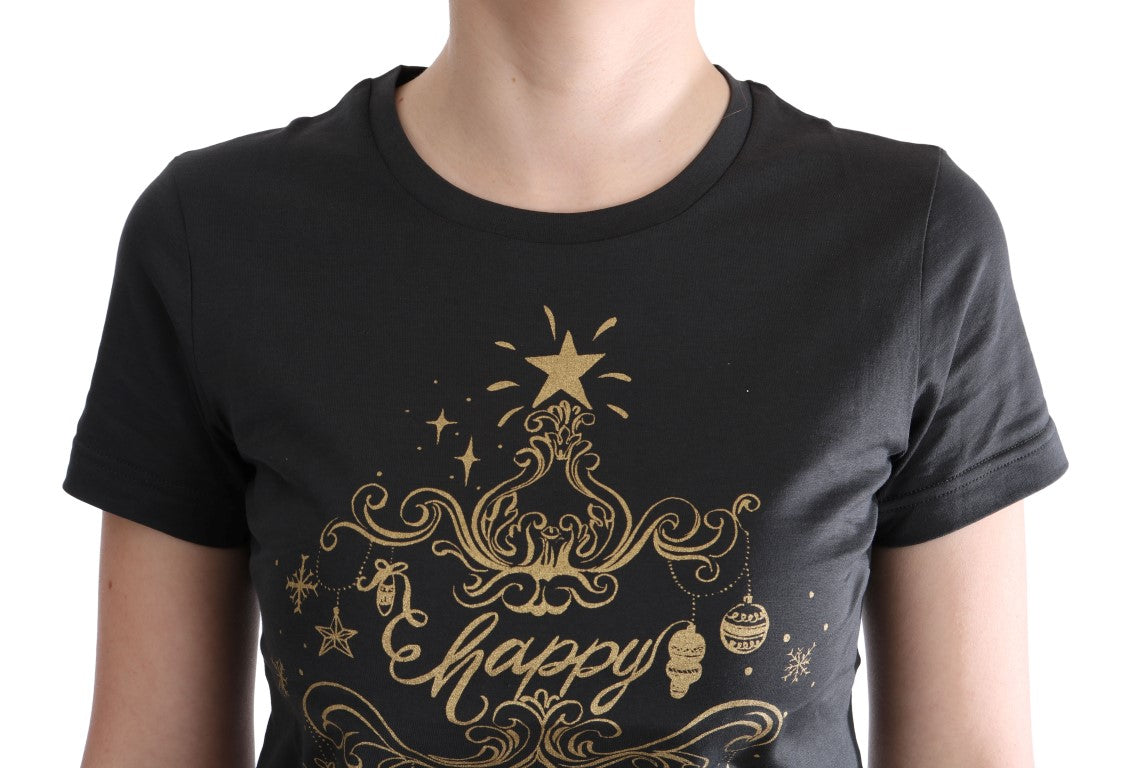 Elegant grijs katoenen T-shirt met exclusieve print