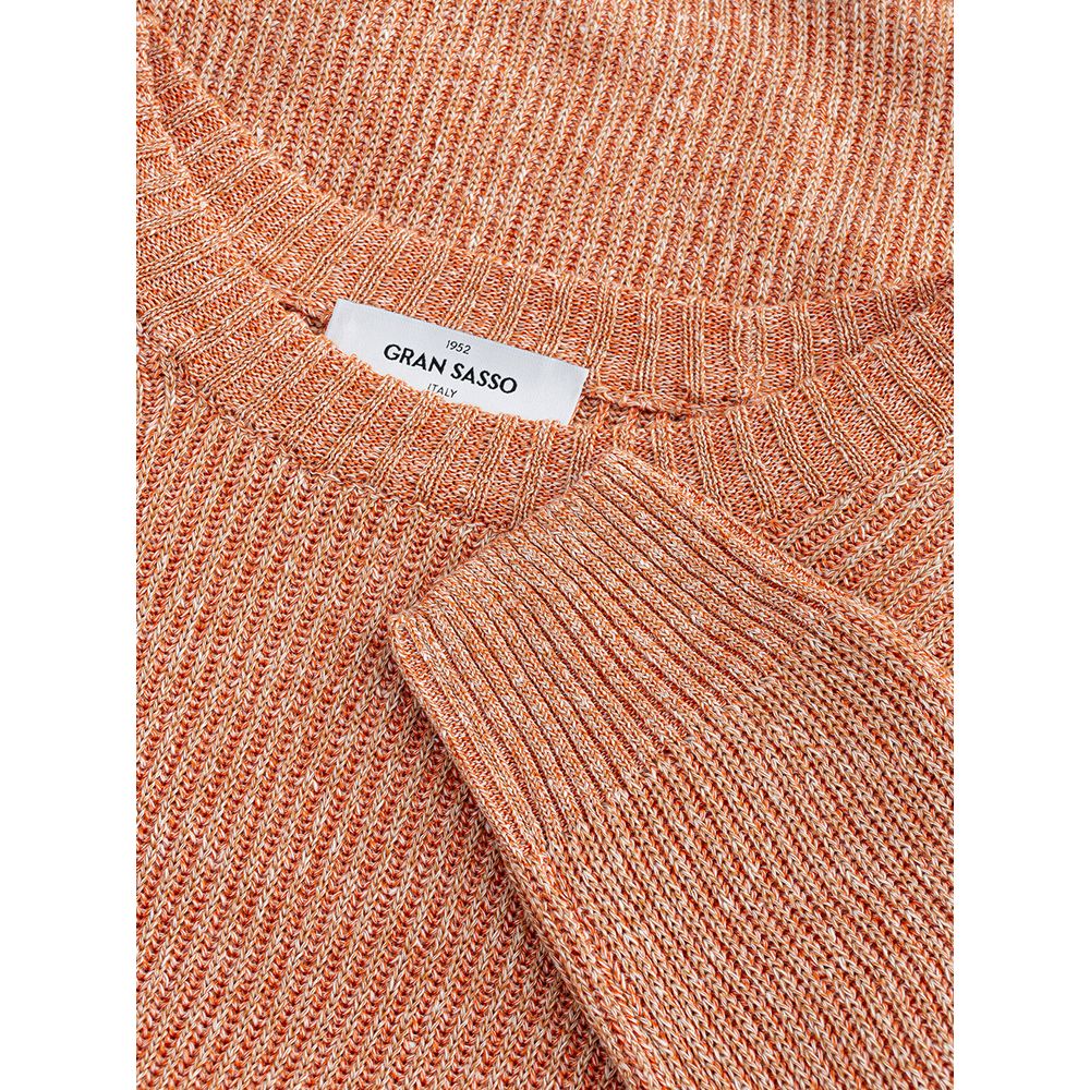 Orange Linen-Cotton Blend Sweater