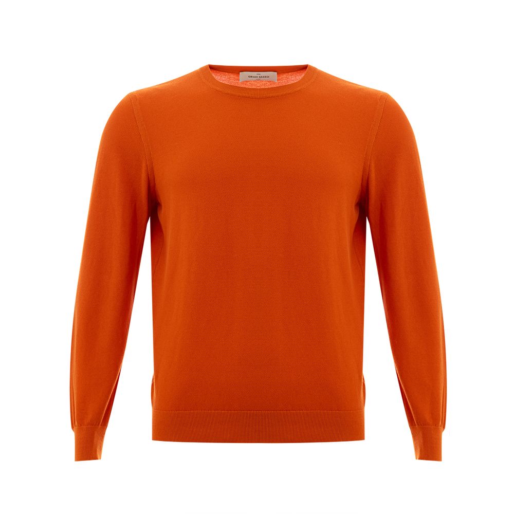 Classic Orange Cotton Sweater for Elegant Men