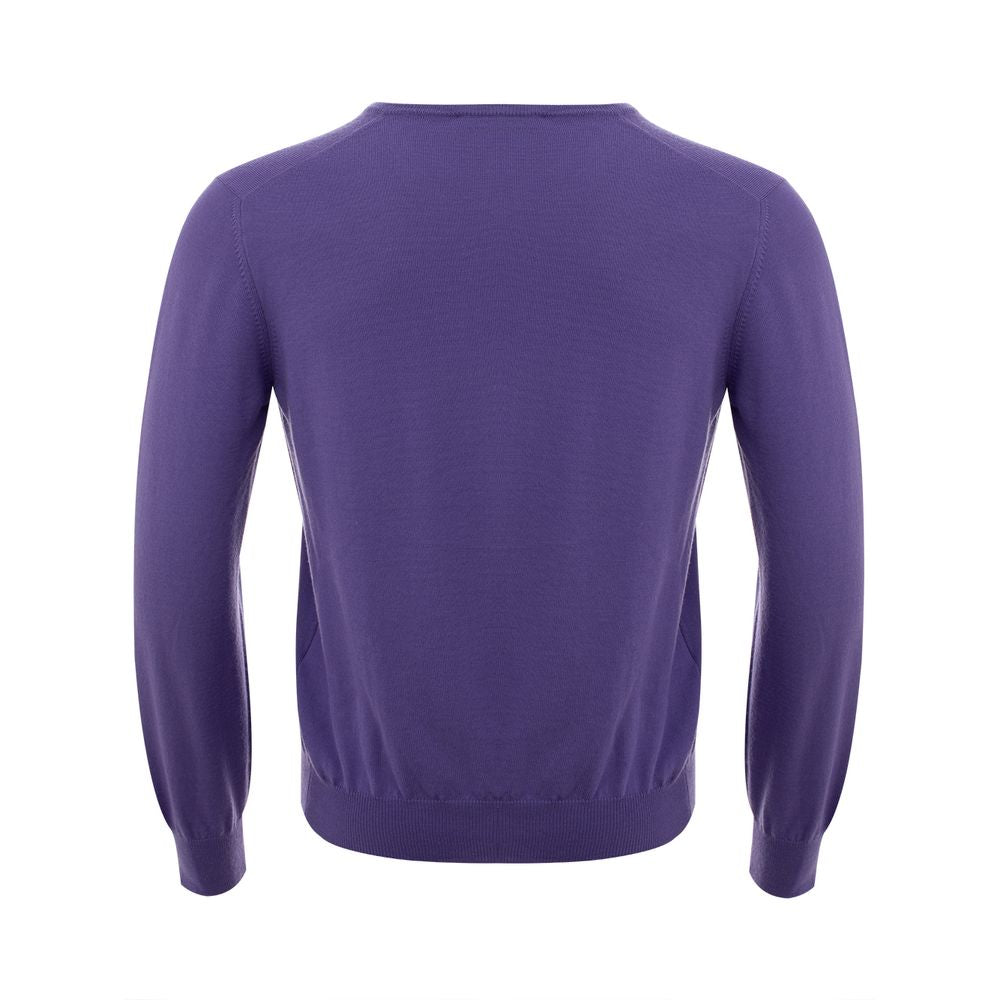 Elegant Purple Wool Sweater for Discerning Men