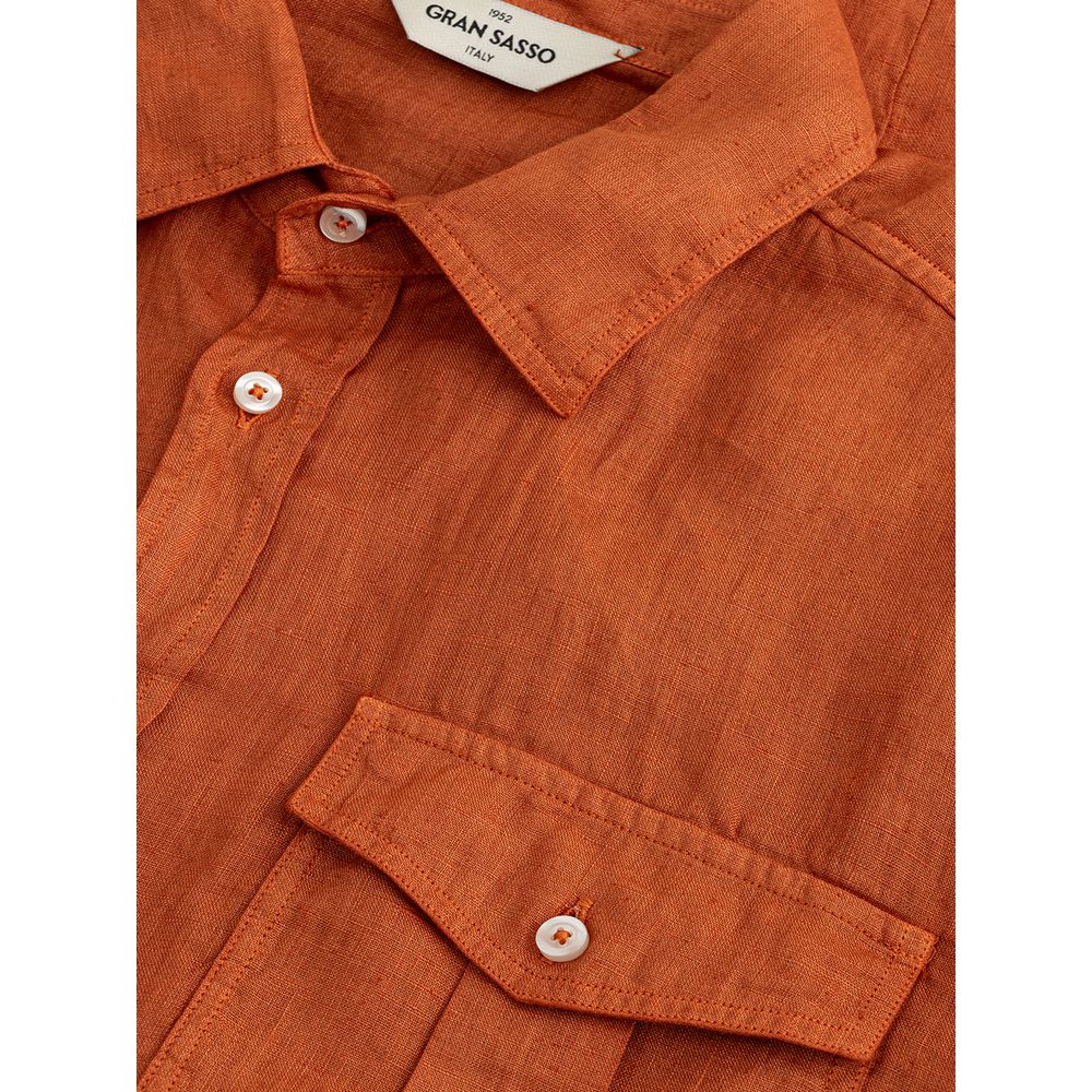 Elegant Linen Brown Shirt for Men