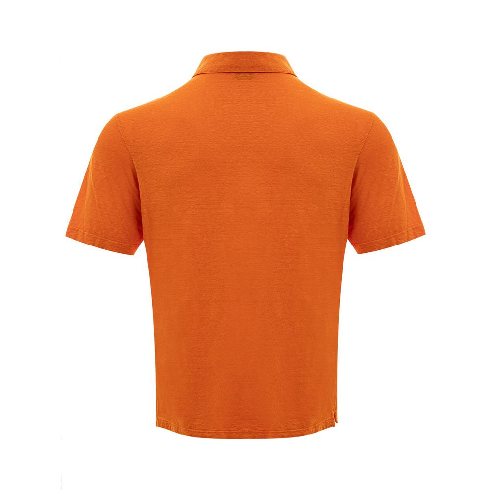 Elegant Orange Linen Polo Shirt