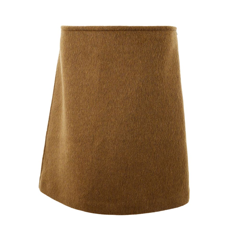 Elegant Wool Midi Skirt in Brown