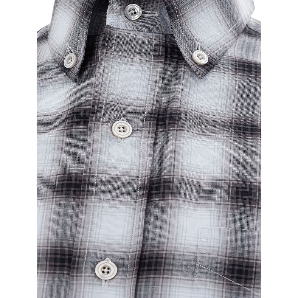 Elegant Gray Cotton Mens Shirt