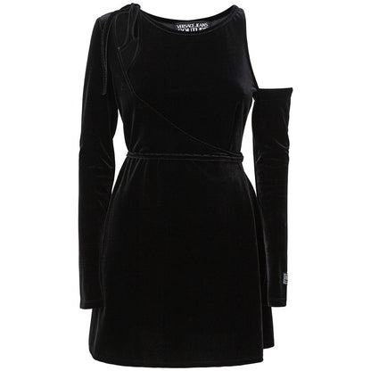 Chic Black Polyester Shift Dress