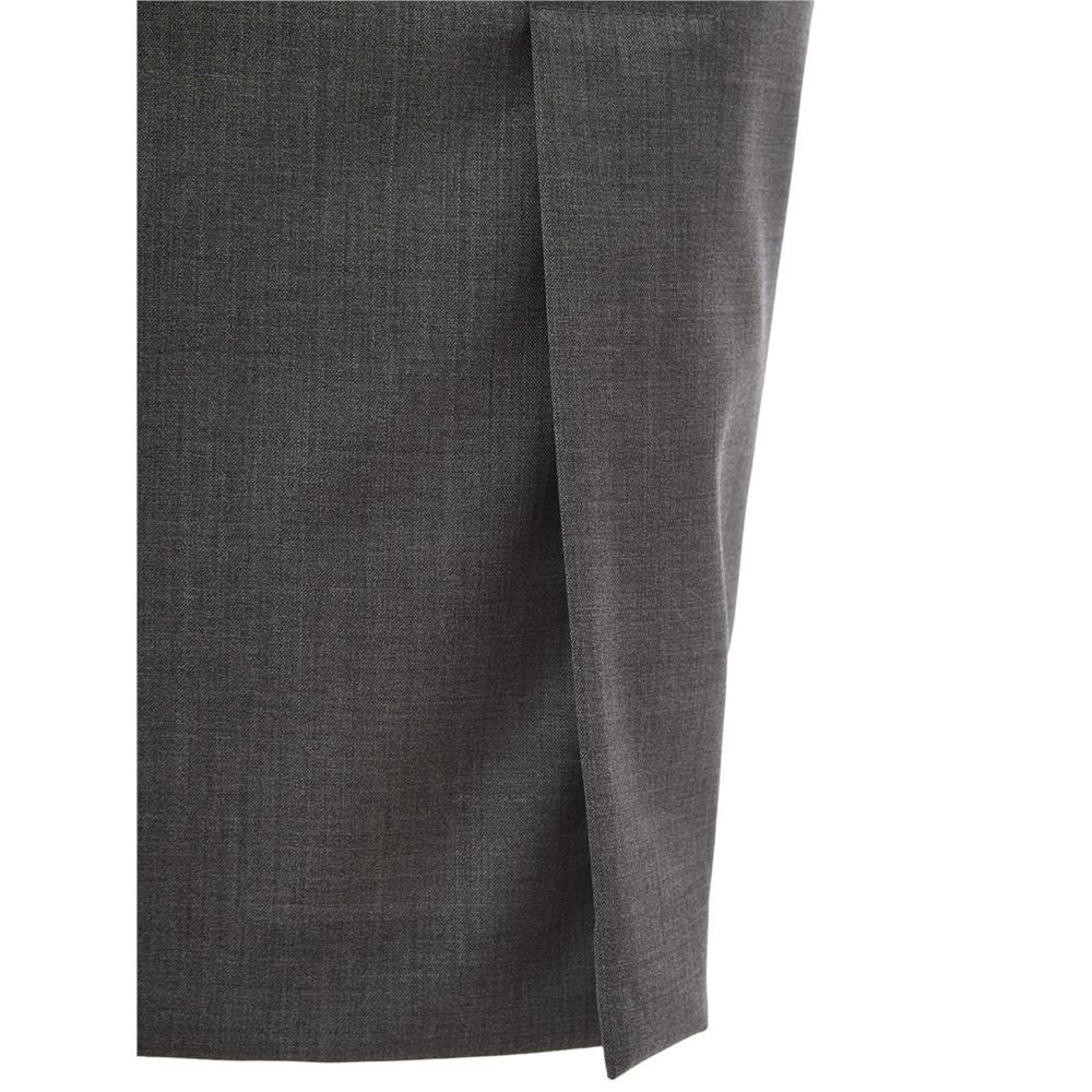 Chic Gray Wool Pencil Skirt