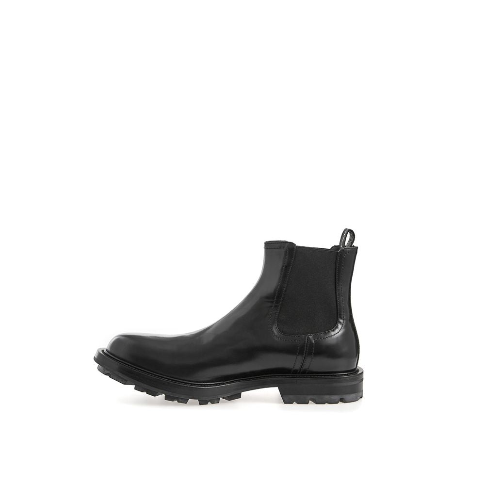 Sleek Black Leather Boots for Men