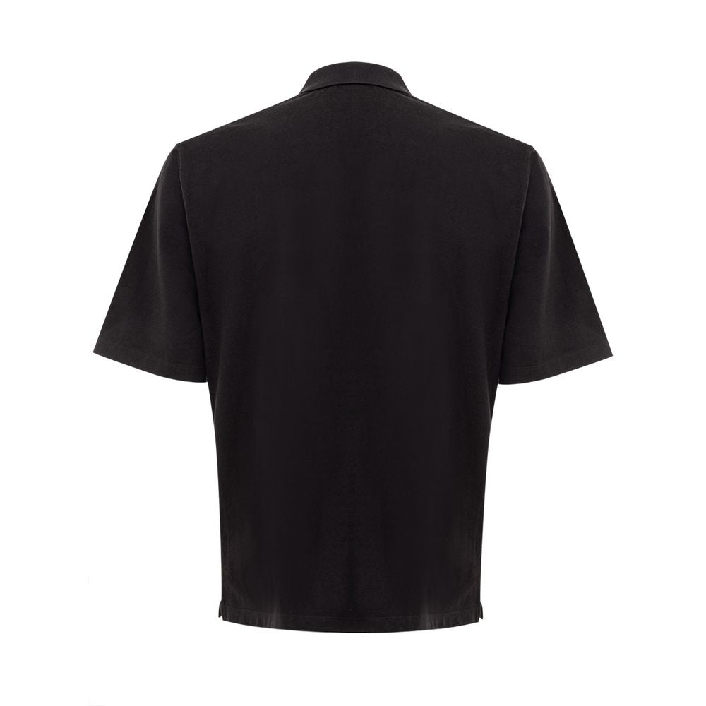 Sleek Black Cotton Polo for Modern Men