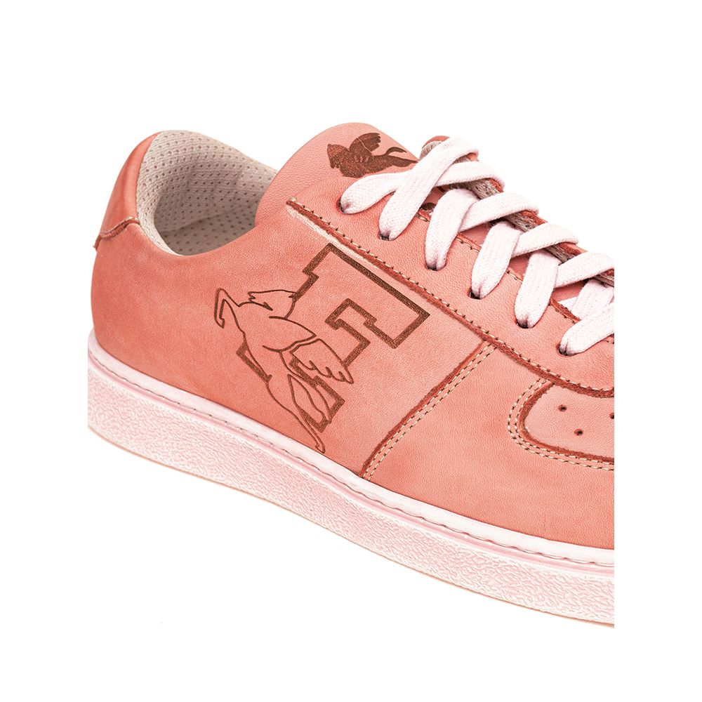 Elegant Pink Leather Sneakers for the Modern Man