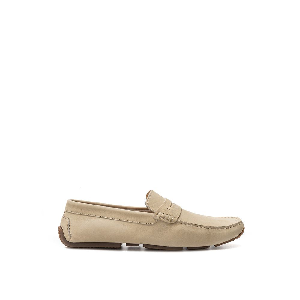 Elegant Beige Leather Loafers for the Discerning Gentleman