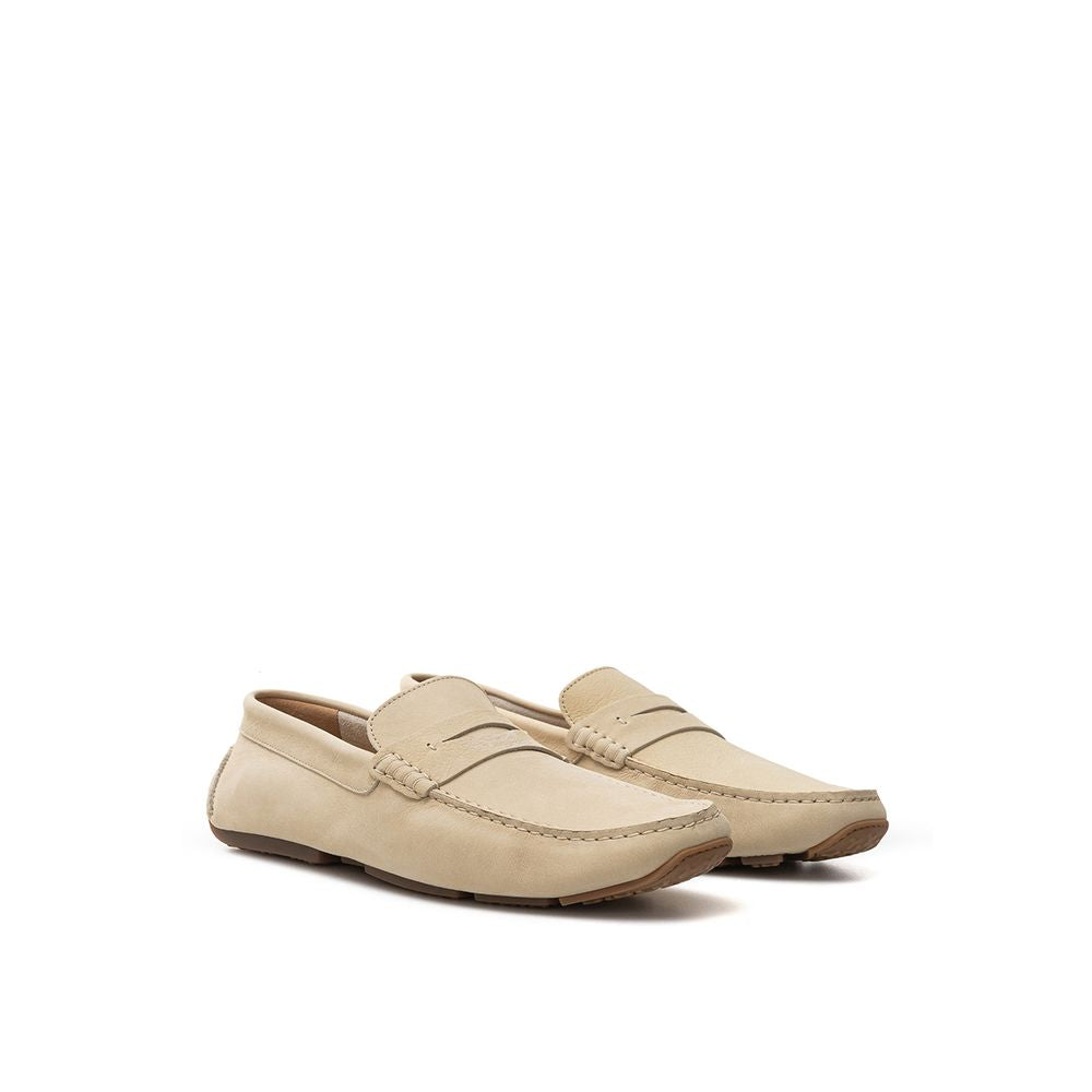 Elegant Beige Leather Loafers for the Discerning Gentleman