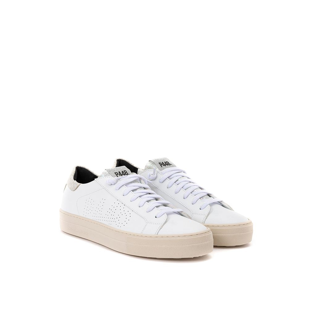 White Leather Sneakers Elegant Casual Footwear