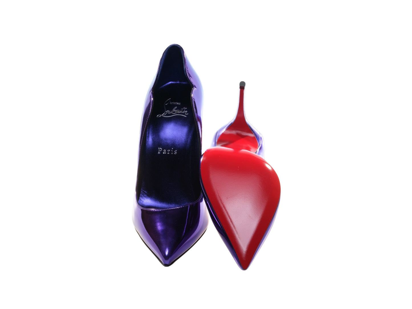 Hot Chick 100 Purple Mirrored Patent Leather High Heel Pumps