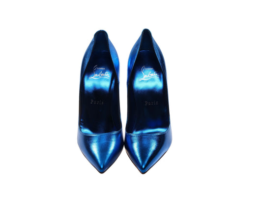 So Kate Blue Laminated Leather High Heel Pumps