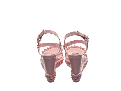 Pyraclou 100 Rosy Pink Studded Patent Leather High Heel Wedge Sandals