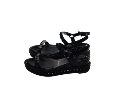 Pyraclou 60 Black Studded Platform Wedge Sandals