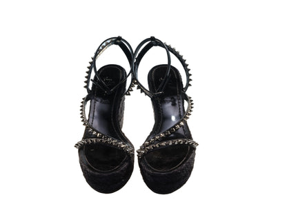 Malfadina Zeppa 120 Black Studded Sandal Wedges