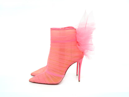 Libellibooty 100 Bubble Gum Pink Mesh and Leather High Heel Boots